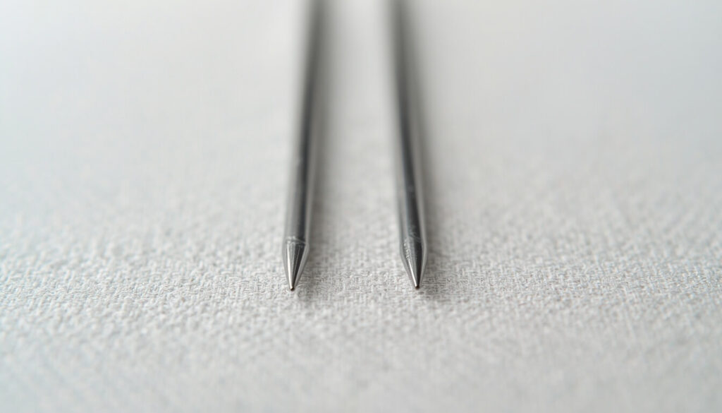 bent-vs-straight-sewing-machine-needle.jpg Comparison of a bent sewing machine needle next to a straight one