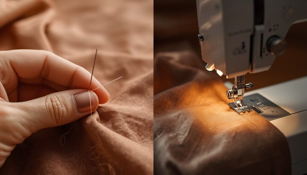 hand sewing versus sewing machine comparison