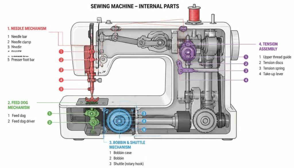 sewing-machine-internal-mechanisms-diagram.jpg sewing machine needle bobbin feed dog mechanism diagram