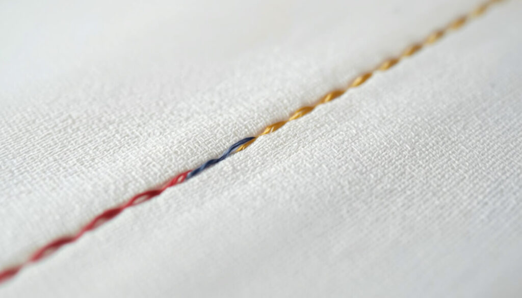 sewing-machine-tension-test-stitch.jpg Test stitch line showing two thread colors used to check tension balance