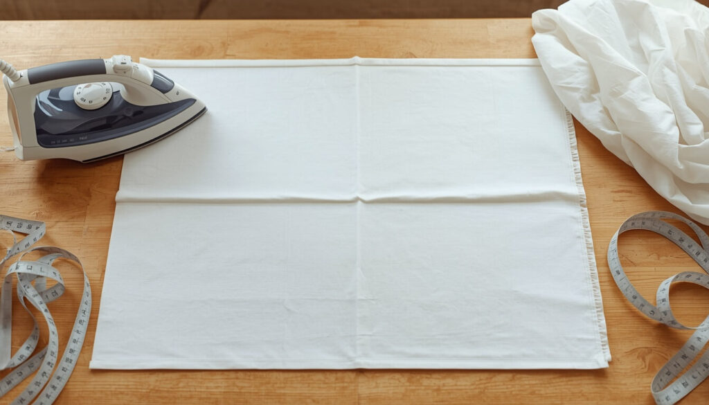 Pressing fabric flat before measuring for a sewing project Pressing fabric flat before measuring for a sewing project