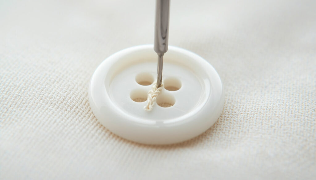 zigzag-stitching-2-hole-button.jpg Sewing machine needle zigzag stitching through the two holes of a button