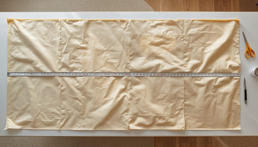 Pillow fabric pieces arranged across the usable fabric width
