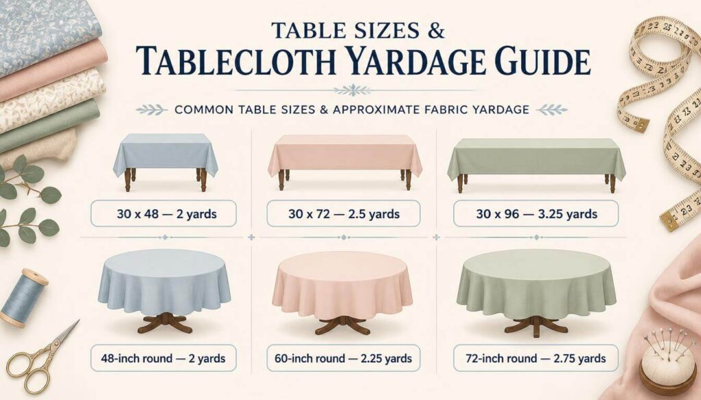 tablecloth-yardage-chart-by-table-size.webp Tablecloth yardage chart for rectangular and round tables